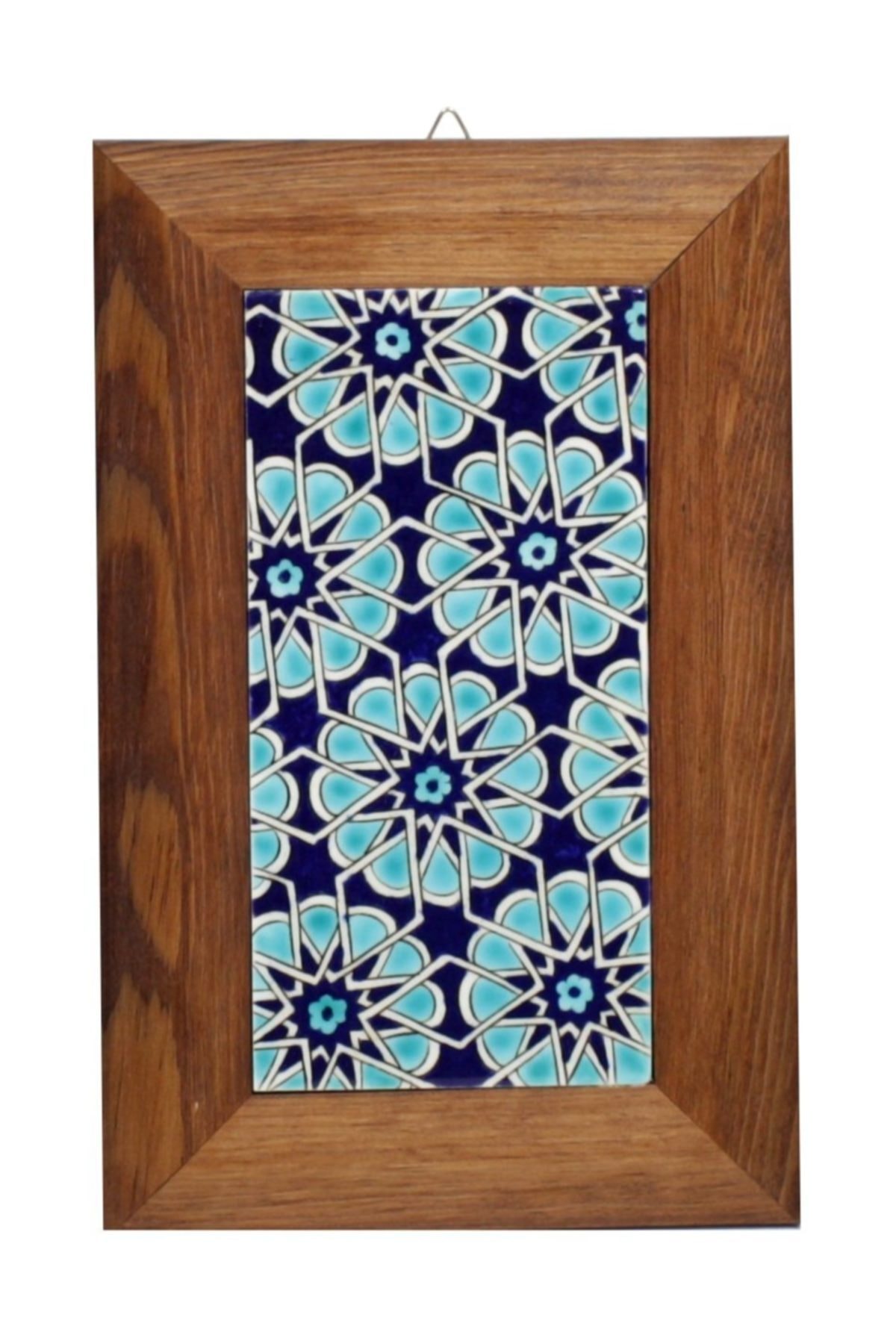 Mavi Zemin Selçuklu Yıldızı Kubadabad Dekorlu Çini Seramik Tablo 18x28 Cm